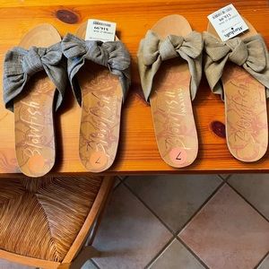 Two pair of Sandals with Bow decor.